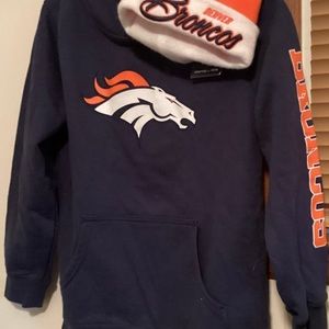 TWO ITEMS FOR ONE PRICE.  DENVER BRONCOS YOUTH HOODIE. BRAND NEW WITH TAGS.